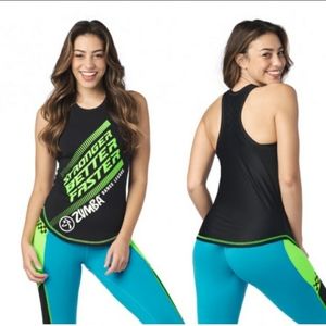 Zumba Better Faster High Neck Tank Top - Bold Black